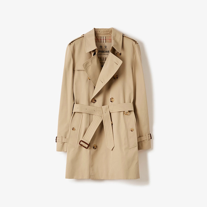 burberry kensington heritage short gabardine trench coat